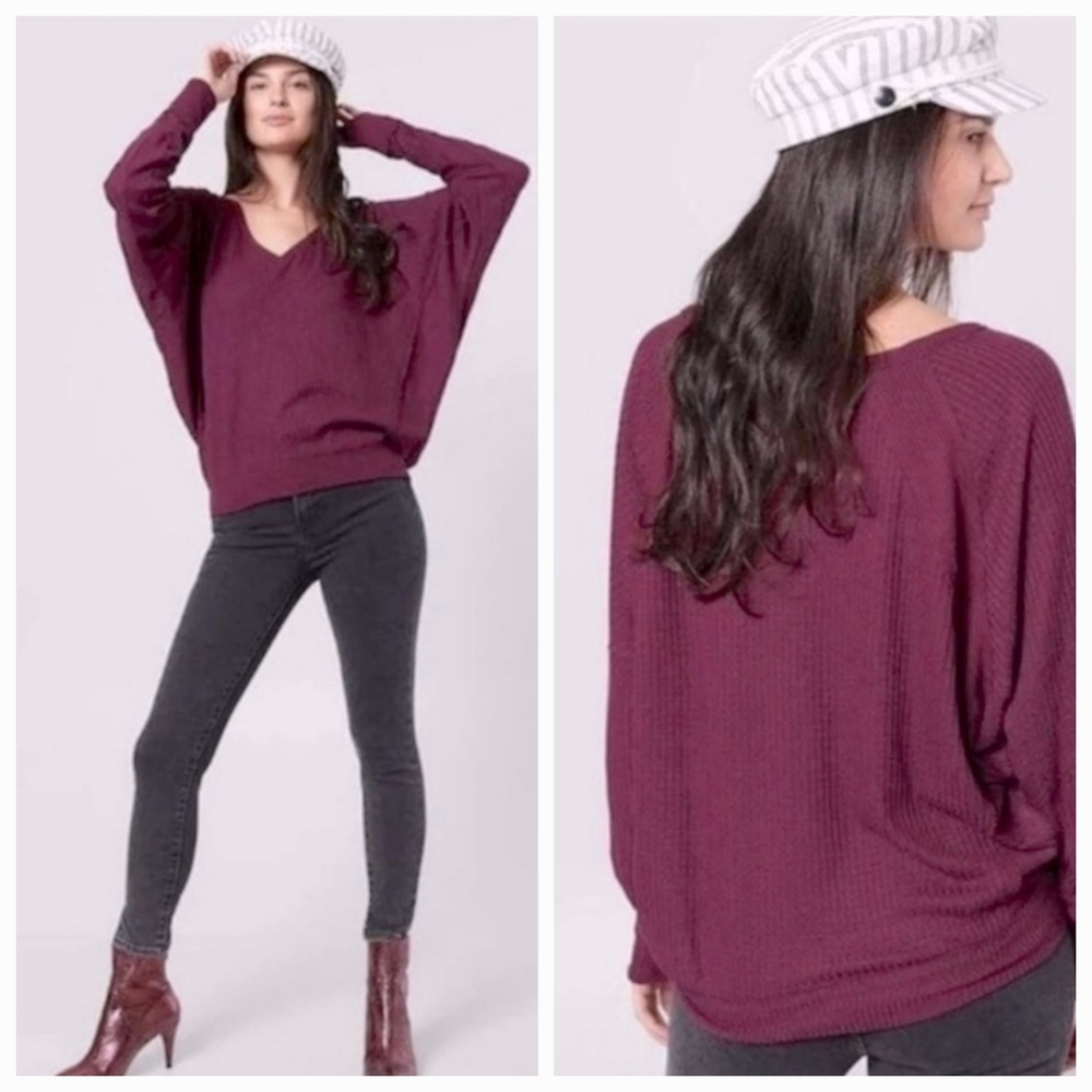 Free People Santa Clara Thermal Mulberry long sleeves top NWT Size M